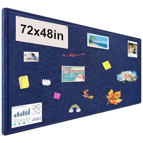 Large Bulletin Board, 72x48 Inches Cork Board Alternative, Large Felt Dark Blue