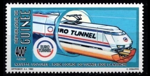 Guinea Republic 1992 MNH, Euro Tunnel , Transport, Railways