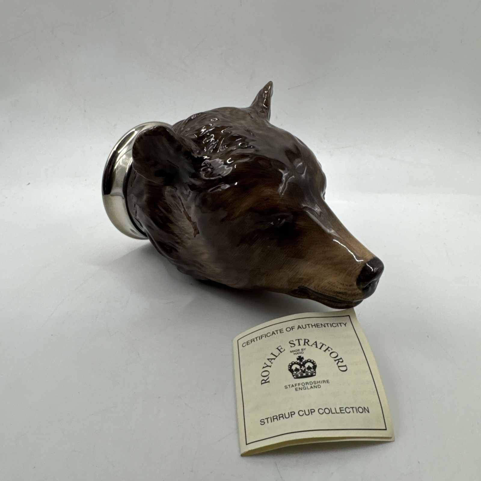 Royale Stratford Stirrup Cup Hand Painted Bear With COA