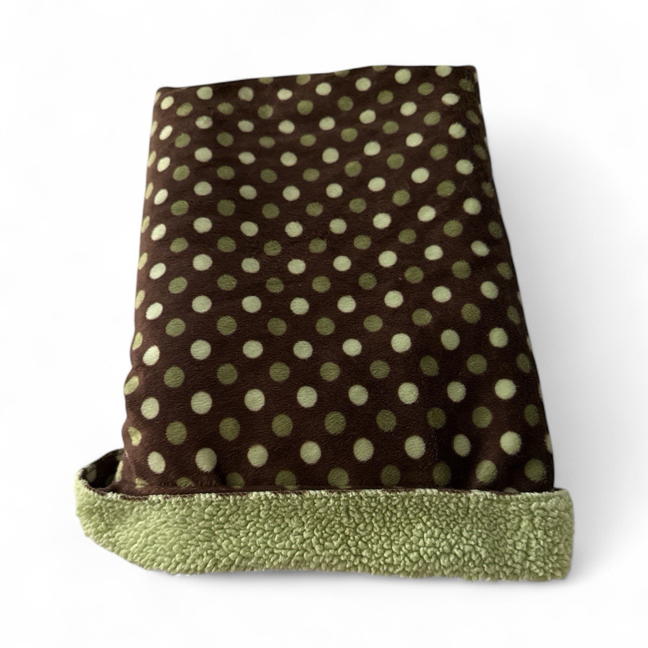 Brown & Green Polka Dotted Baby Blanket Lovey Sherpa Circo? Security 