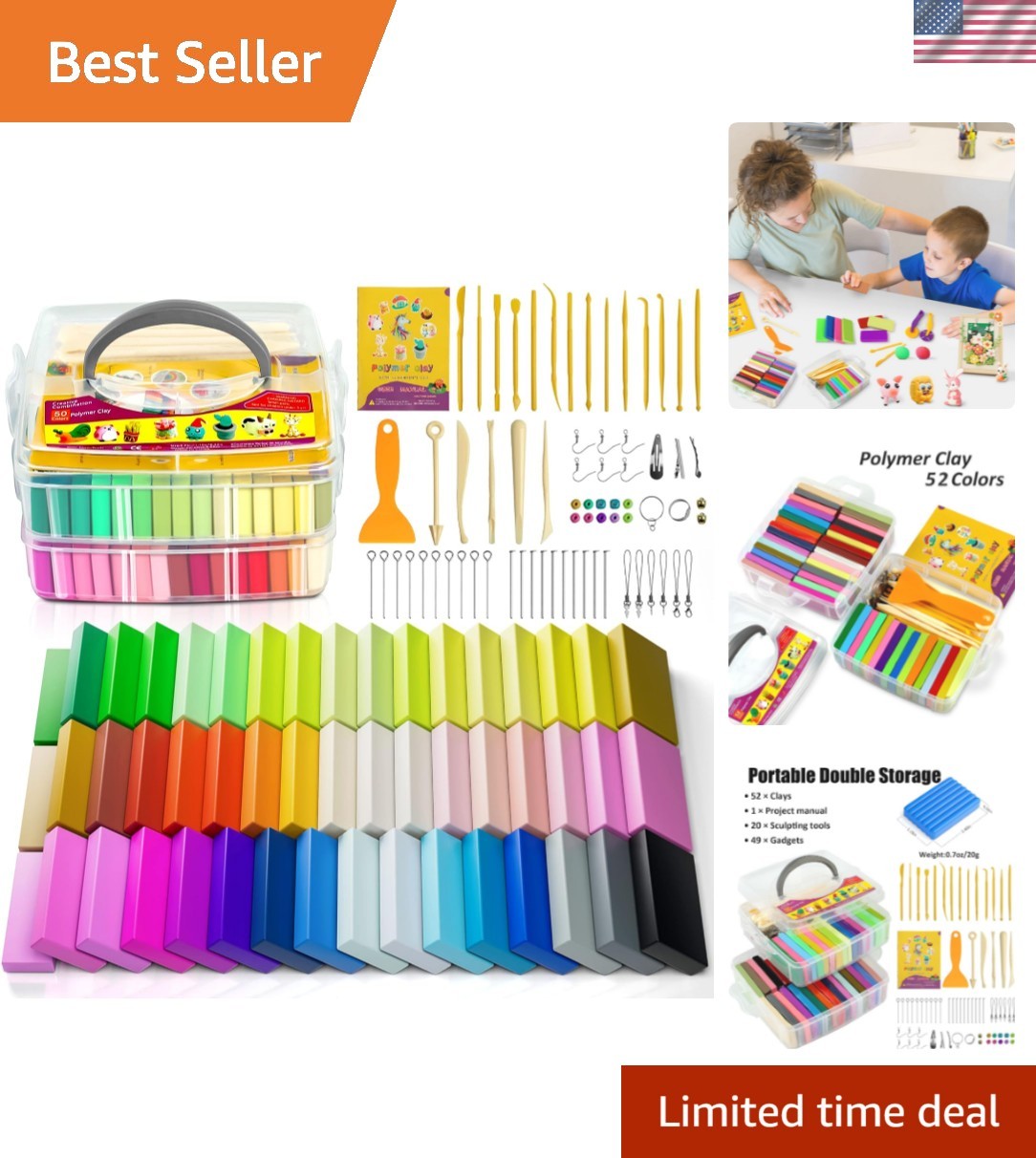 Ultimate 52-Color Modeling Clay Set - Sculpting Tools & Accessories Included