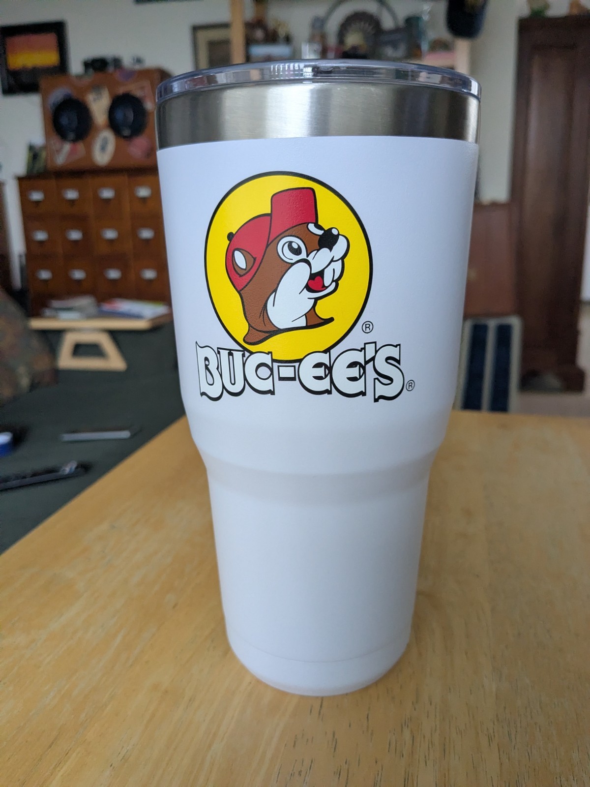 Buc-ee's 30 oz Stainless steel hot cold tumbler Yukon Outfitters White