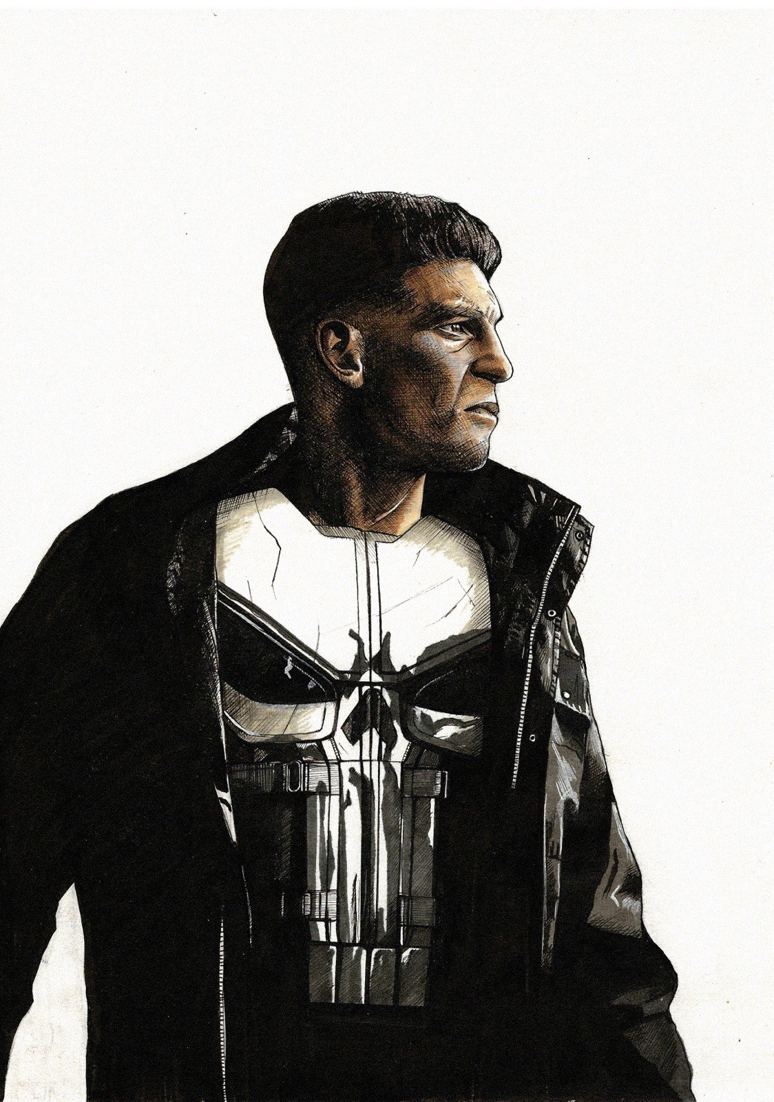 Marvel The Punisher Original Drawing A4 Comic Art Marker Pen - One of a kind