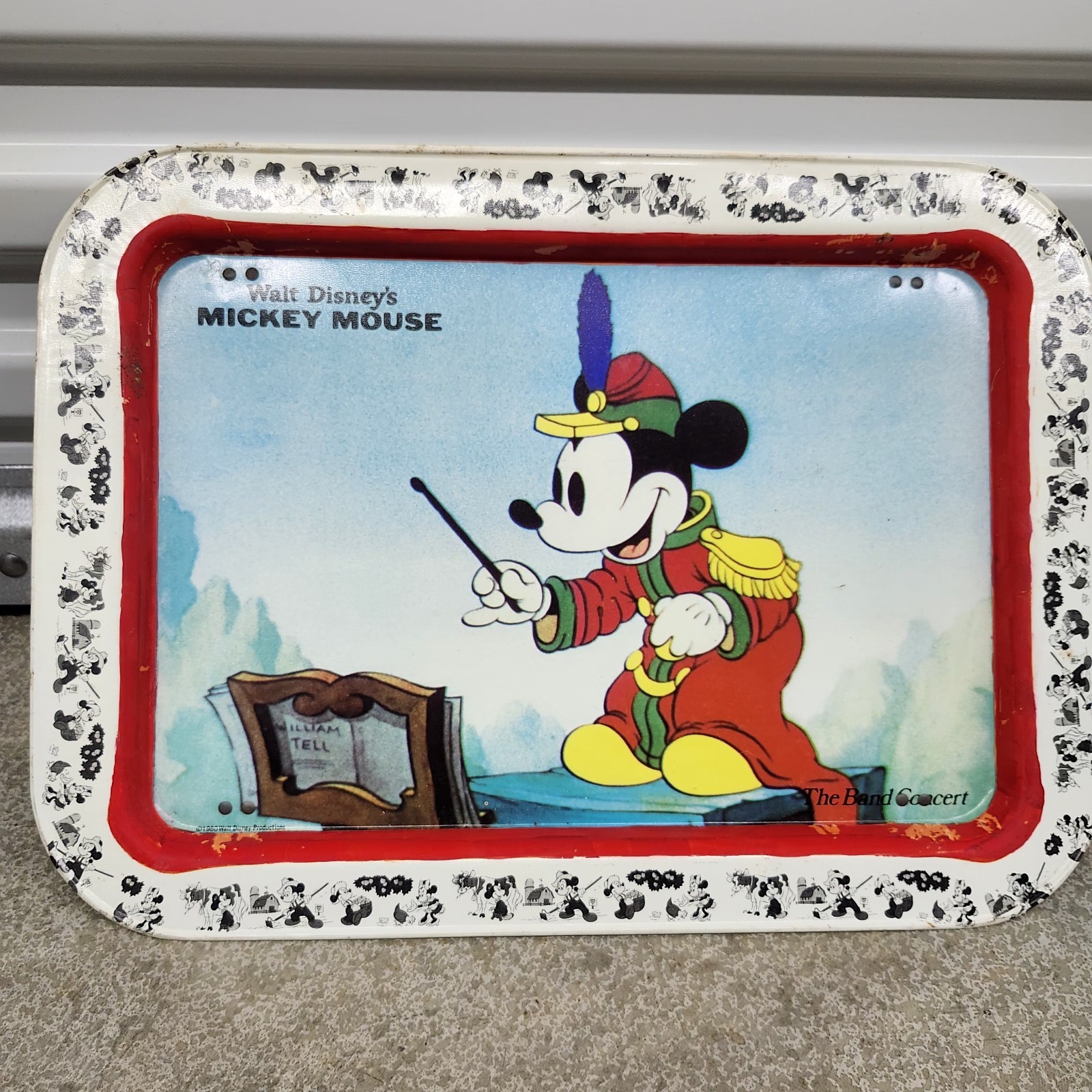 Vintage 1980s Disney Mickey Mouse The Band Concert TV Lap Metal Tray  