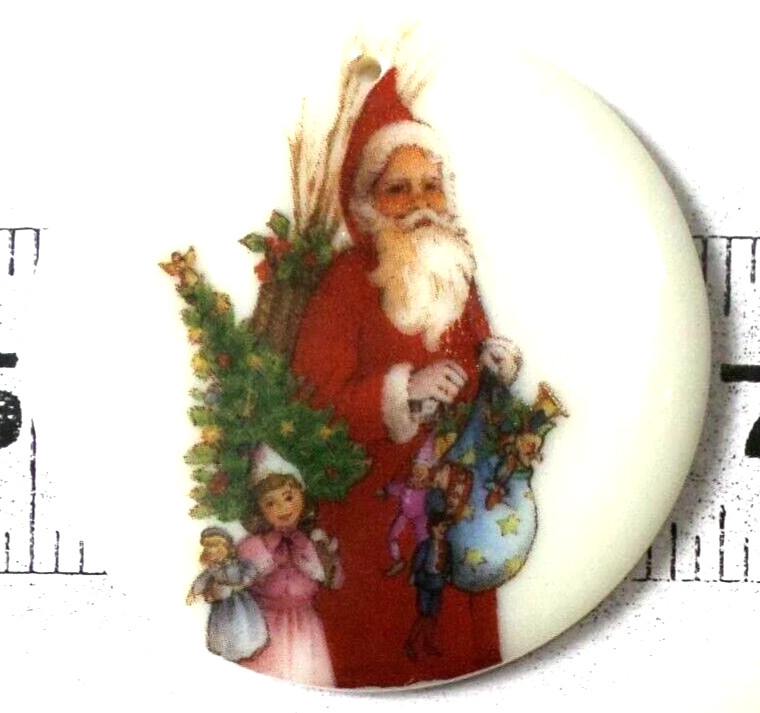 2 XL Porcelain Christmas Old Style Santa Tree Children Cameos Cabochons 45mm