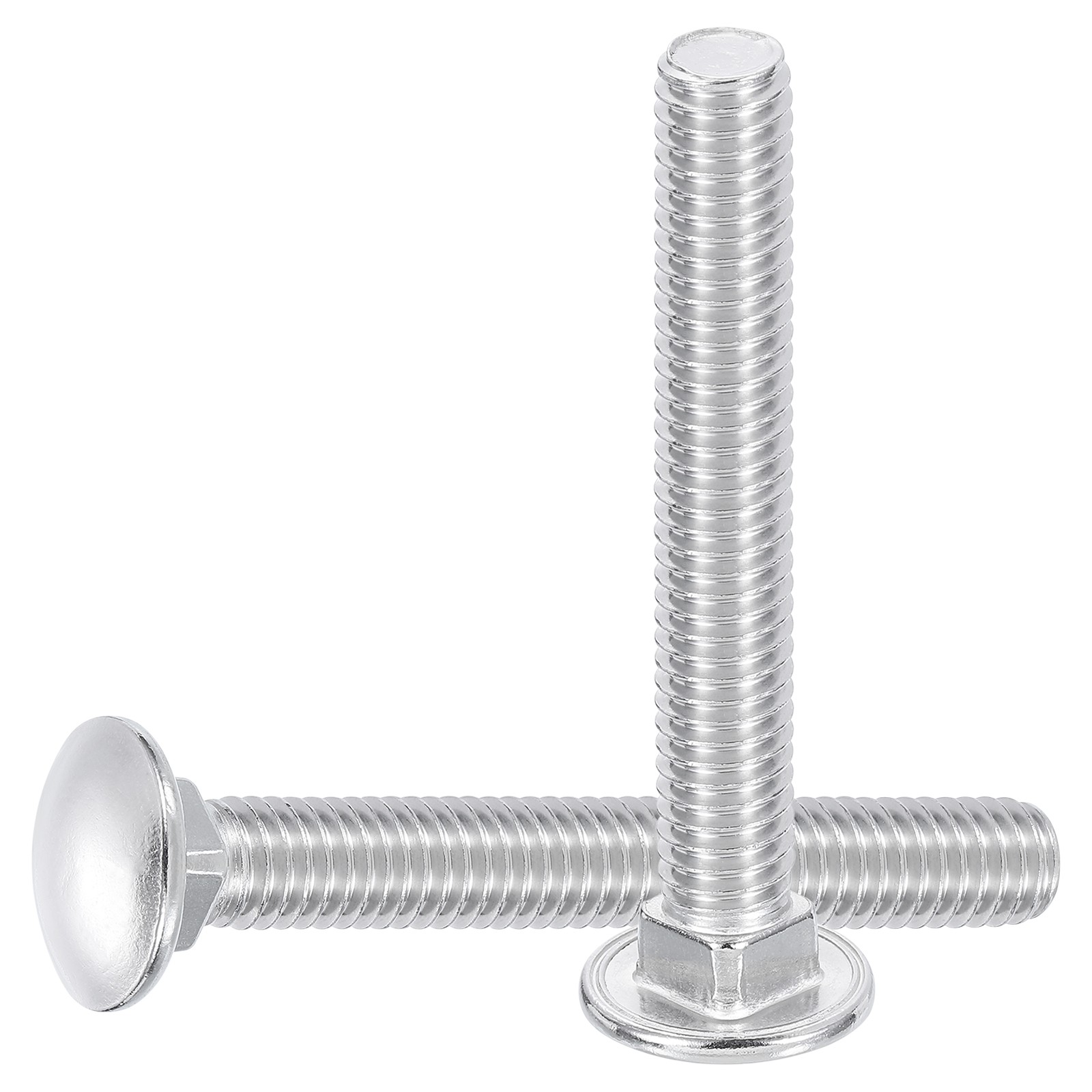 10Pcs 3/8"-16x5" Stainless Steel Carriage Bolts Round Head Square Neck, Silver