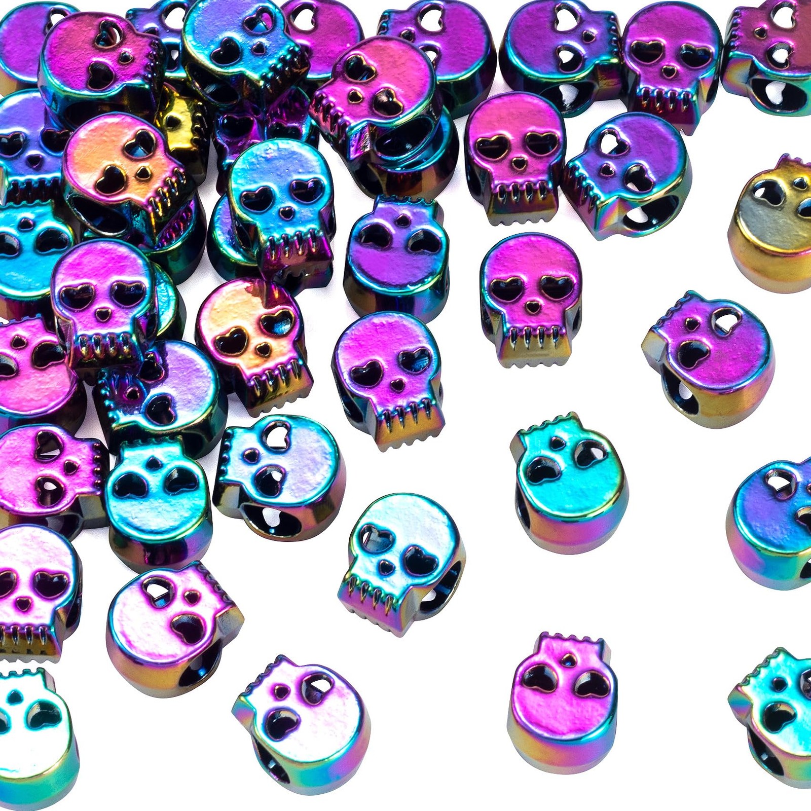Colorful Skull Metal Spacer Beads 20pcs 0.41in for Jewelry DIY