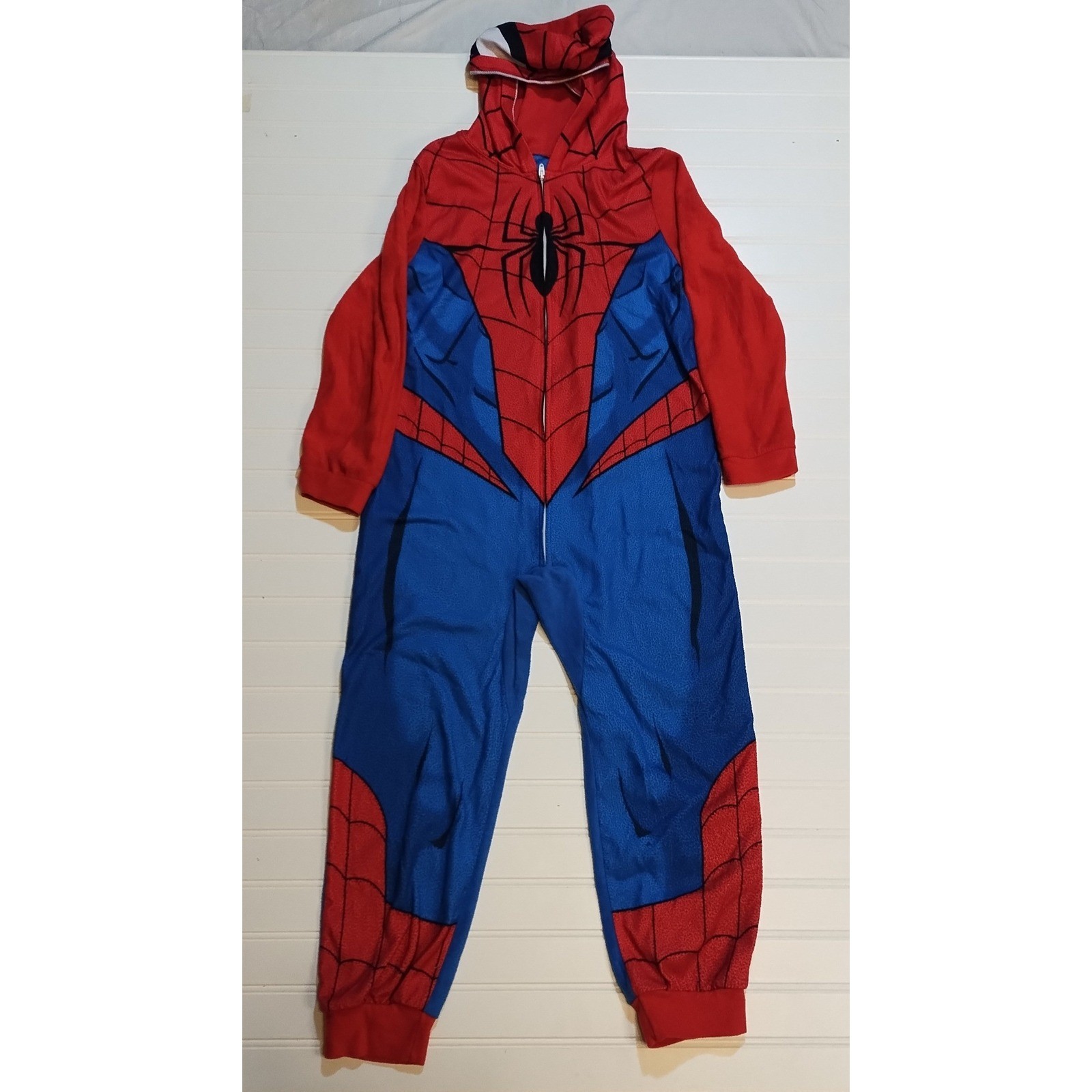 Kids Spiderman Pajamas One Piece Hooded Costume Size 8 Marvel