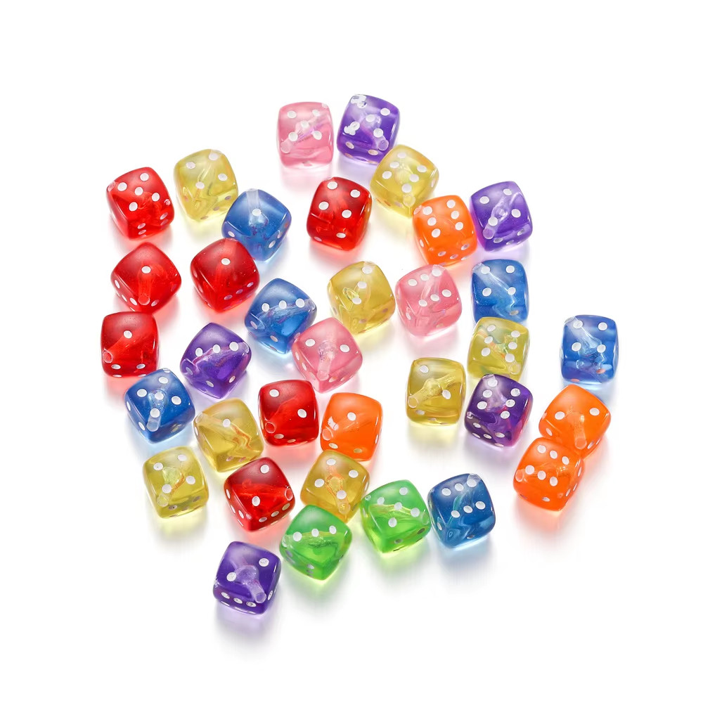 30Pcs/Lot 8Mm Acrylic Dice Beads Square Shape Spaced Loose Beads for DIY Bracele