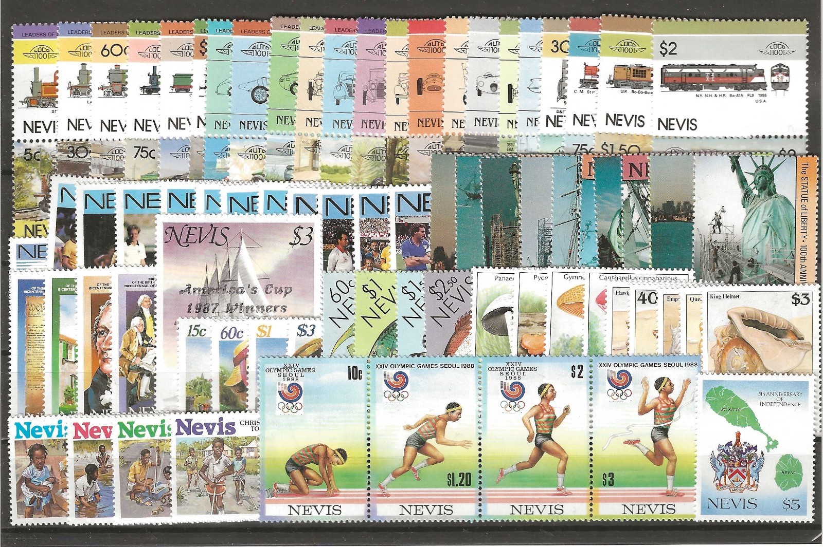 ST KITTS & NEVIS/NEVIS 1985/88 "Commemoratives" MNH