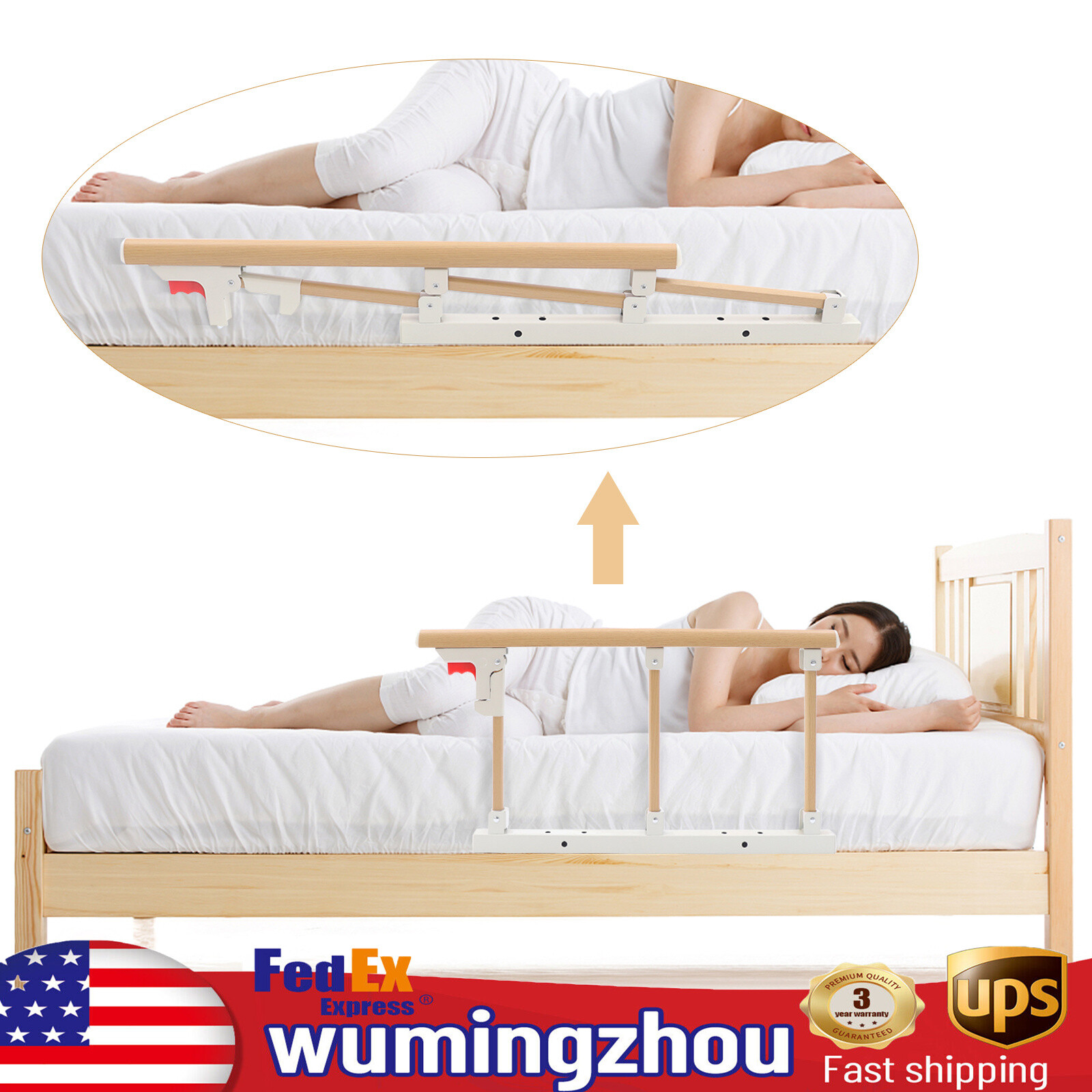 Bed Rails for Elderly Adults Foldable Rail Assist Safety Bed Handrai for Seniors