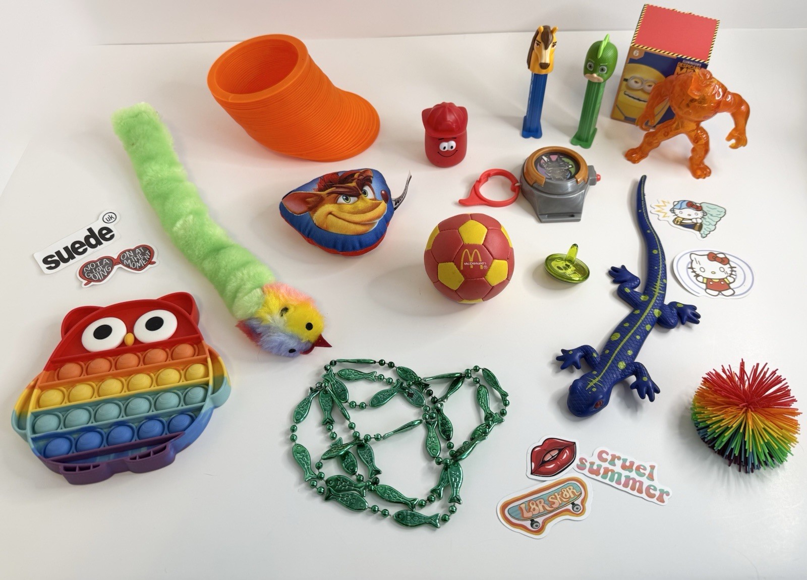 Lot 20 Assorted Mix Junk Drawer Kids Toys & Stickers Fidget Pop-It McDonalds PEZ