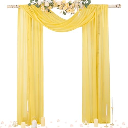  Sheer Wedding Arch Draping Fabric 29" x 20Ft 2 29"W x 236"L (Pack of 2) Yellow