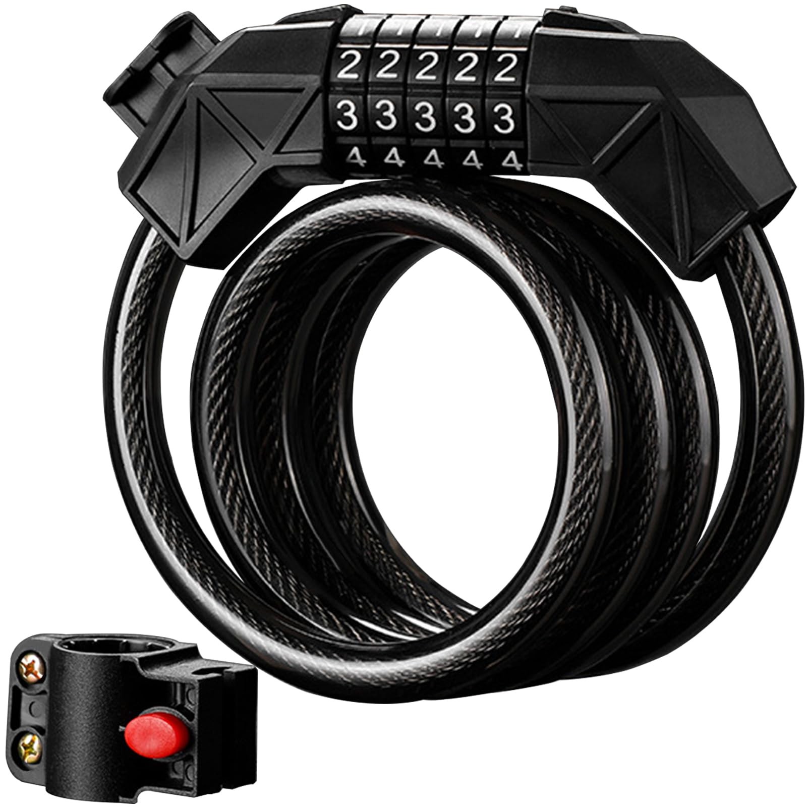 Bike Lock Combination Bike Cable Lock - 5 Digit, Bike Locks Heavy Duty Anti T...