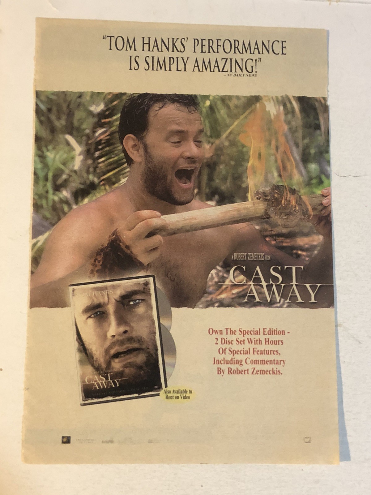 Castaway Movie Tom Hanks Vintage Print Ad Tpa27