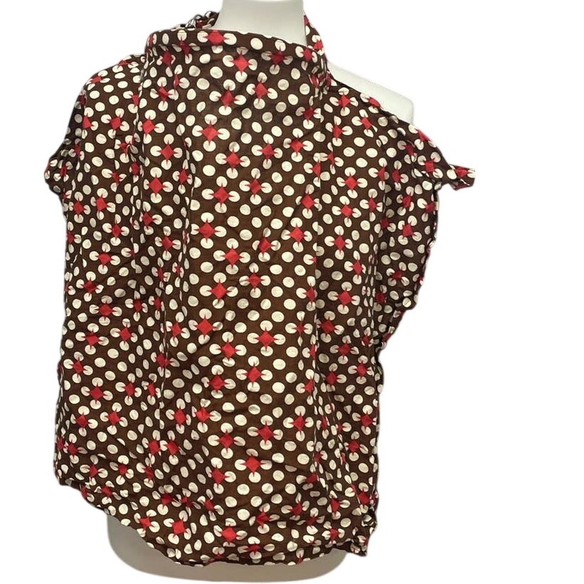 Udder Cover for Nursing Mothers Brown Polka Dot 100% Cotton Ties At Neck