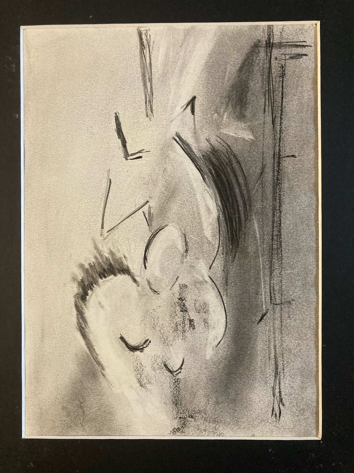 Very Nice Drawing Abstract Charcoal On Paper Abstraction 1980 Constructivism
