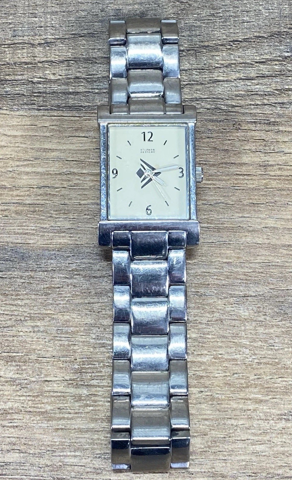 Vtg Silpada Stainless Steel Bracelet Men’s  Watch Square Face * Needs Battery *