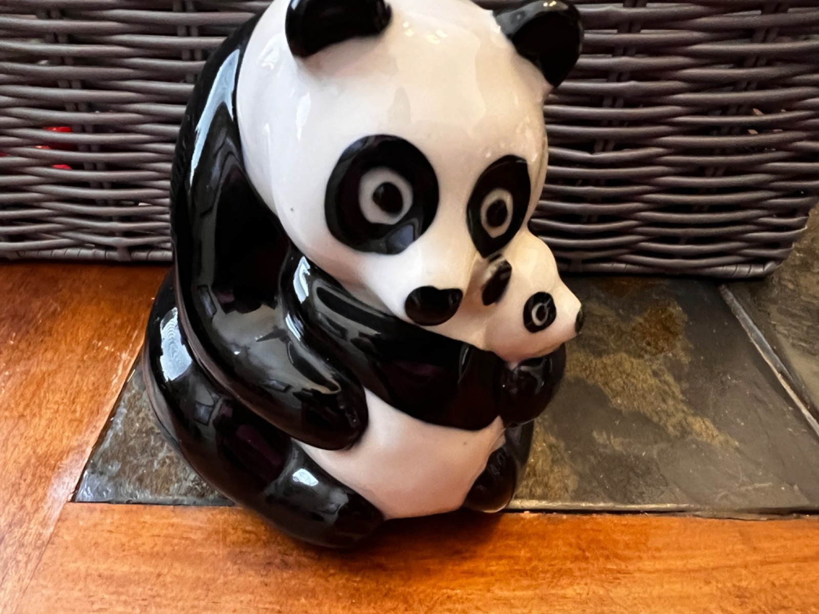 Vintage 1980s Ceramic Panda Bear with Cub Wade NatWest Panda & Co. Coin Bank