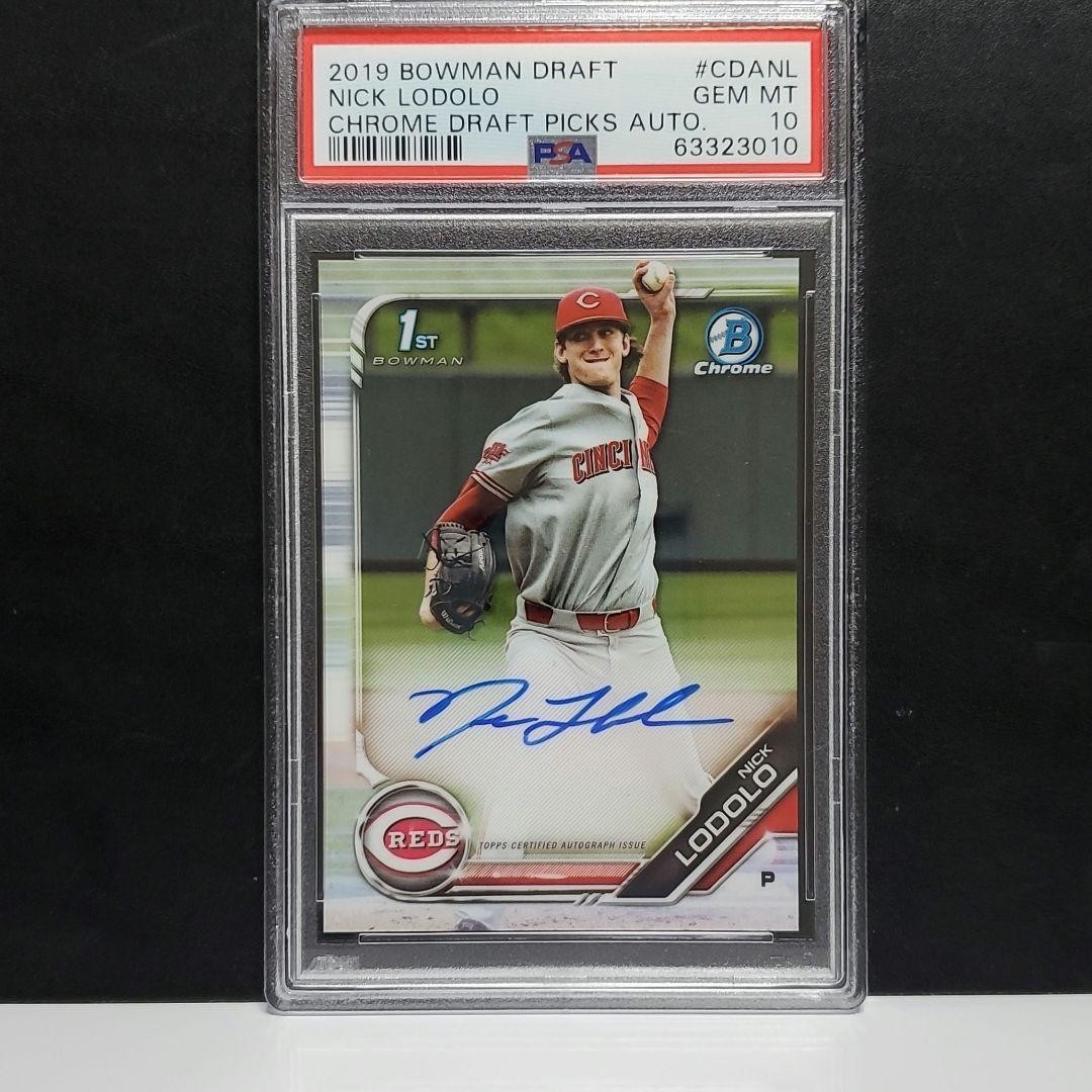 Nick Lodolo 2019 Bowman Chrome Draft Auto PSA 10 On-Card Auto Baseball Card
