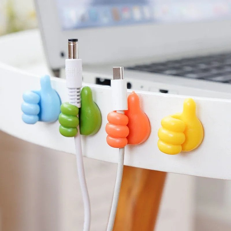 Thumb Mini Cable Organizer Silicone USB Cable Management Clips Desktop Wire Mana