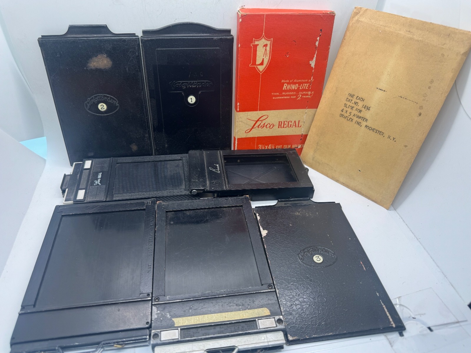 Lot of Graflex / Voigtlander Camera Film Pack Adapter 4x5 3.25x4.25, & 2.25x3.25