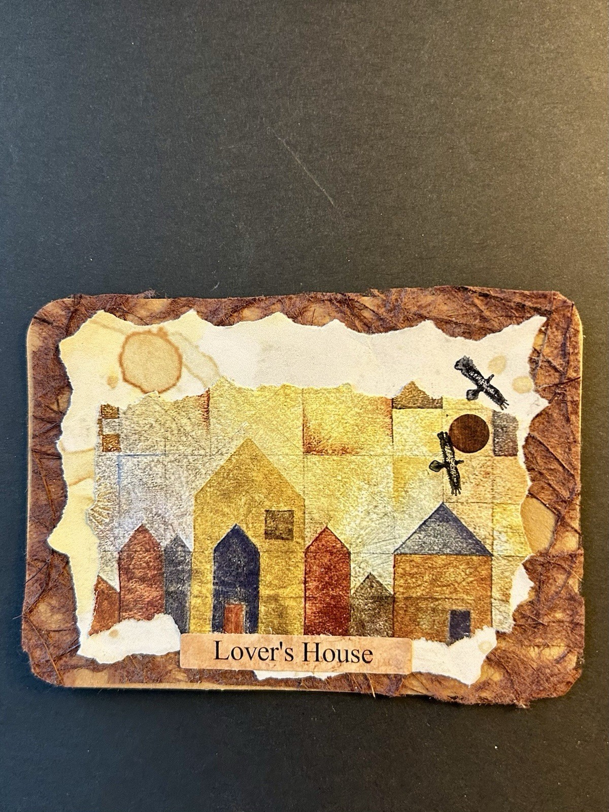 ACEO Art Card/collage-Abstract -houses-Lover’s House