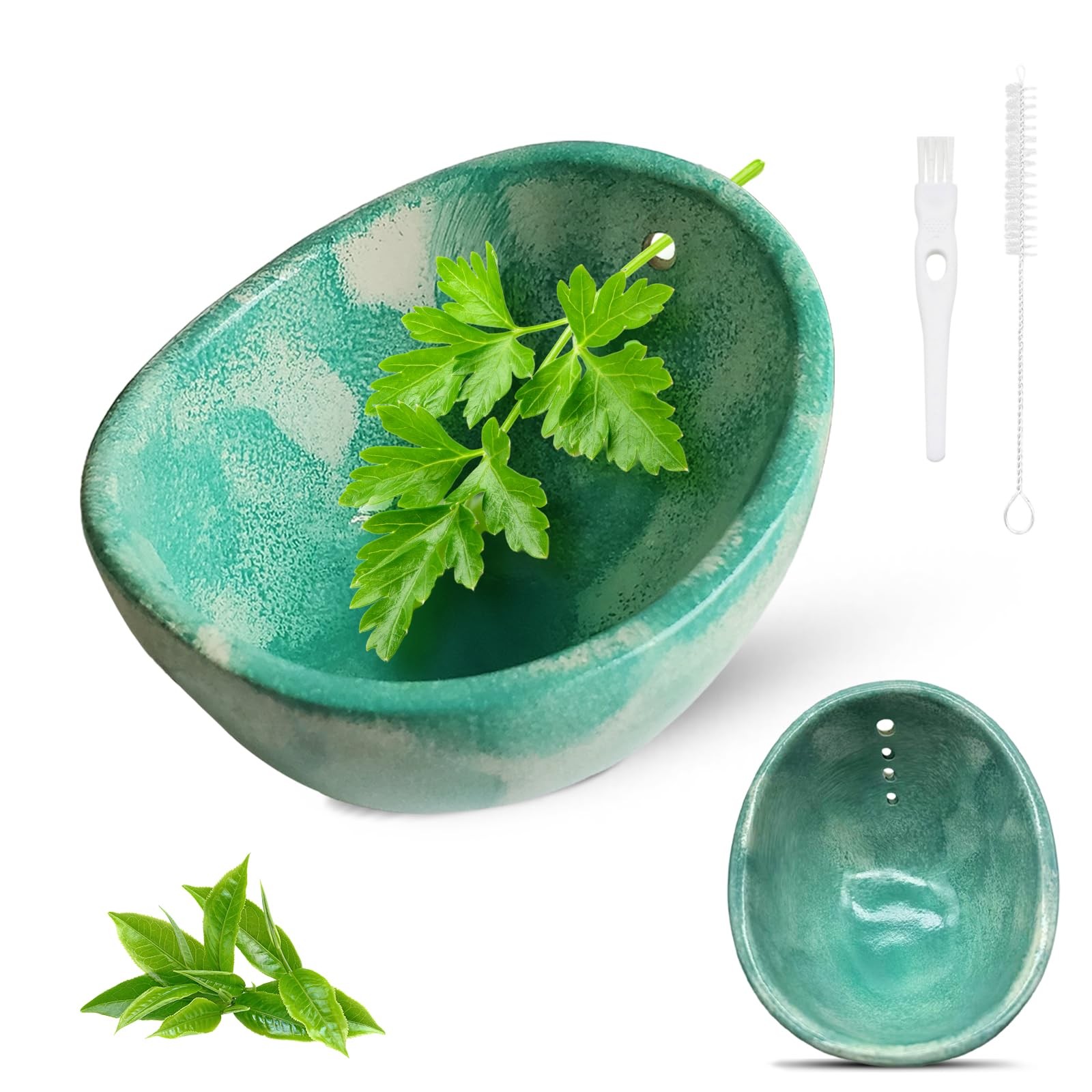 Pottery Herb Stripper Bowl, Herb Stripper Tool, Kitchen Herb Stripping Tool w...