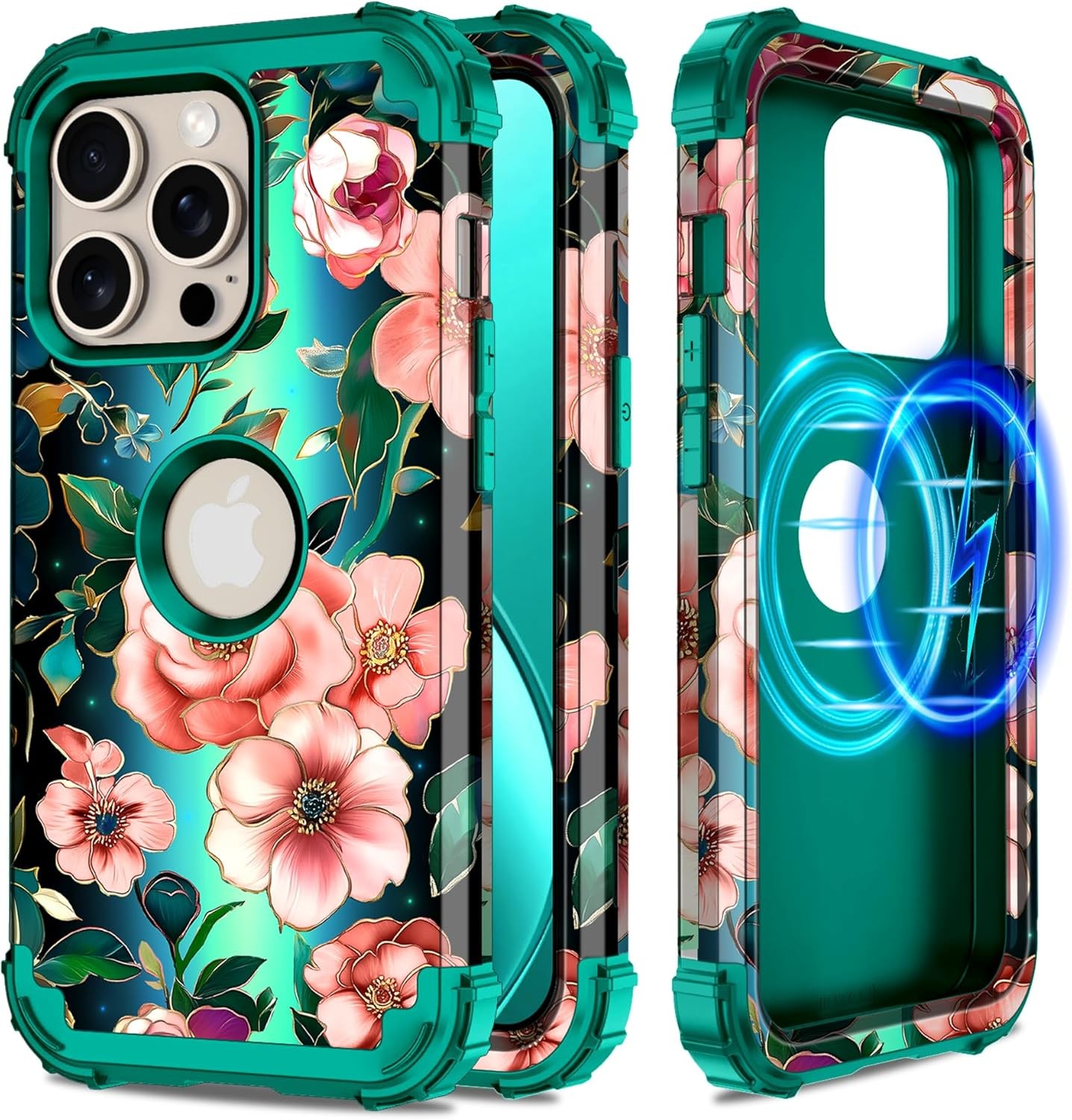 iPhone Pro Max Magnetic Floral Heavy Duty Shockproof Case