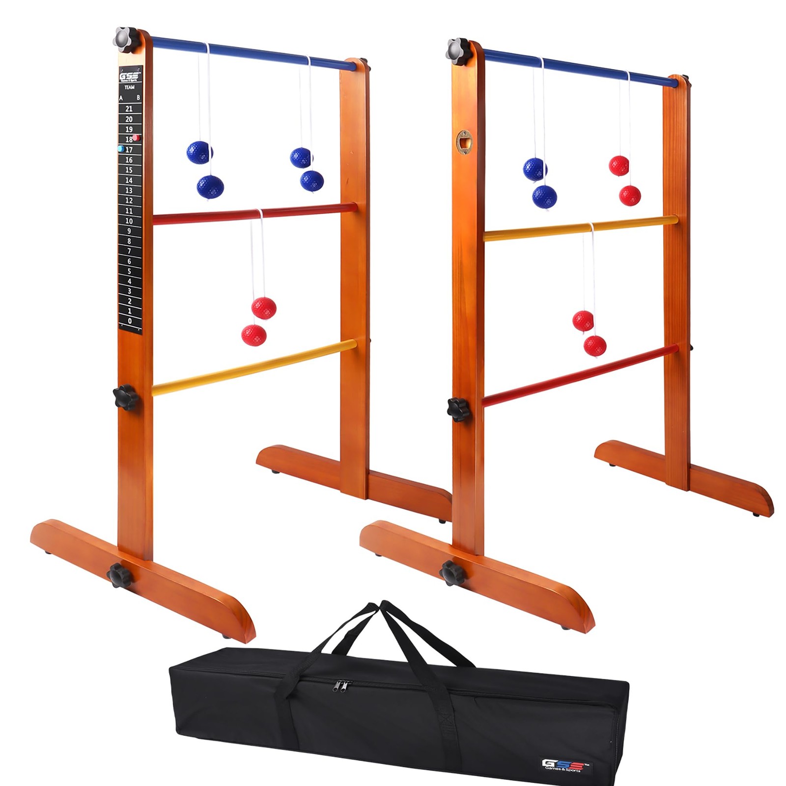 GSE Games & Sports Expert Premium Solid Wood Ladder Ball Toss Game Set with