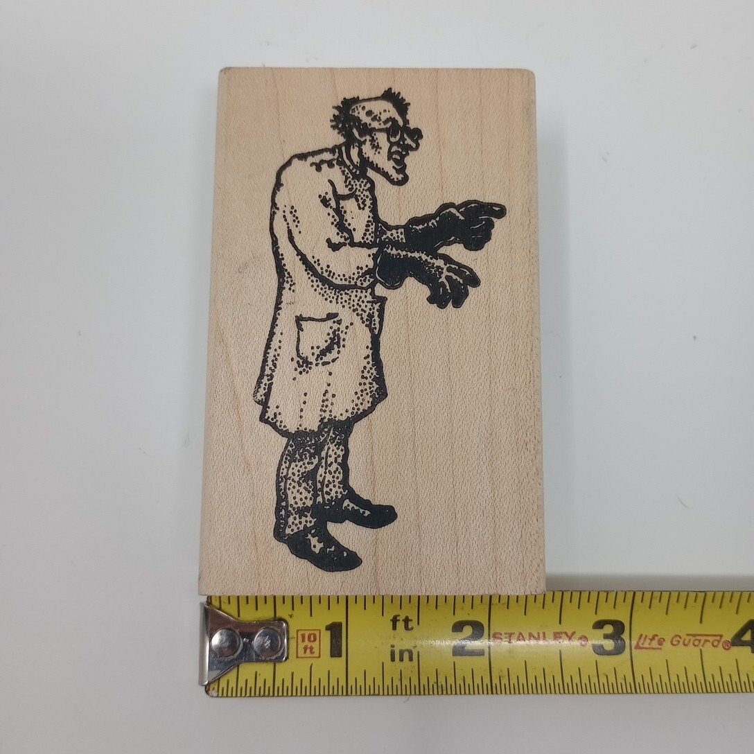 Museum Of Modern Rubber Mad Scientist Doctor Wood Mounted Rubber Stamp