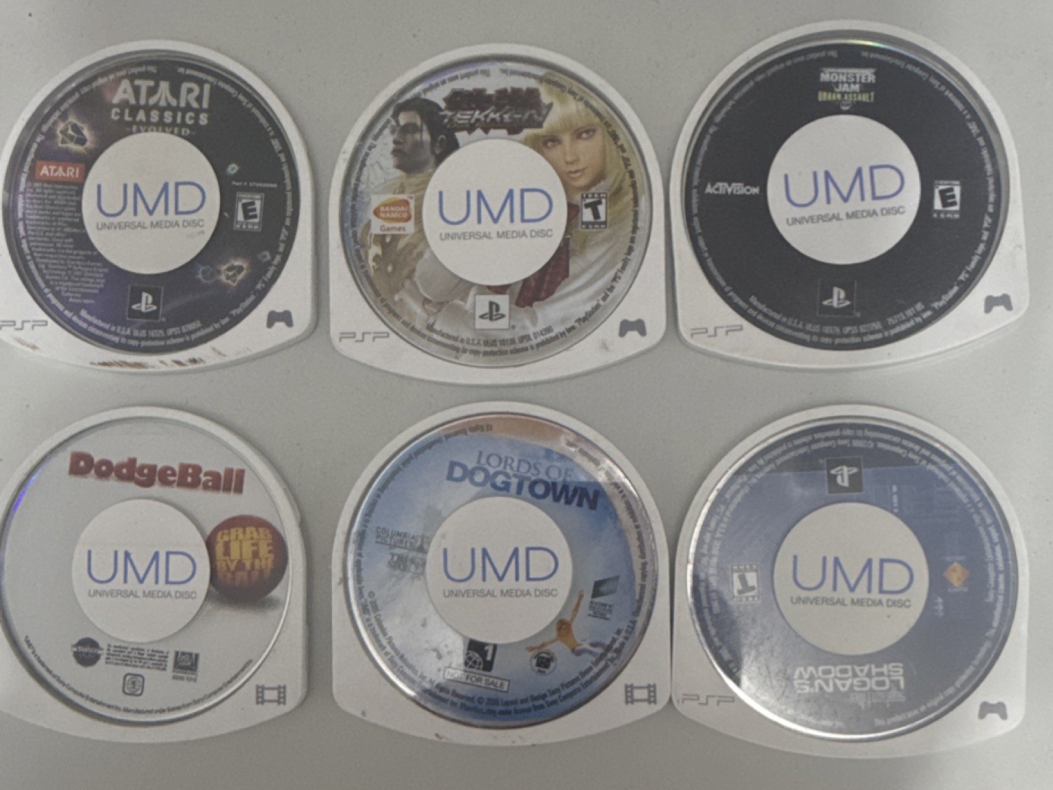 Atari Classics, Tekken, Monster Jam, DodgeBall PSP UMD Action & Adventure Lot