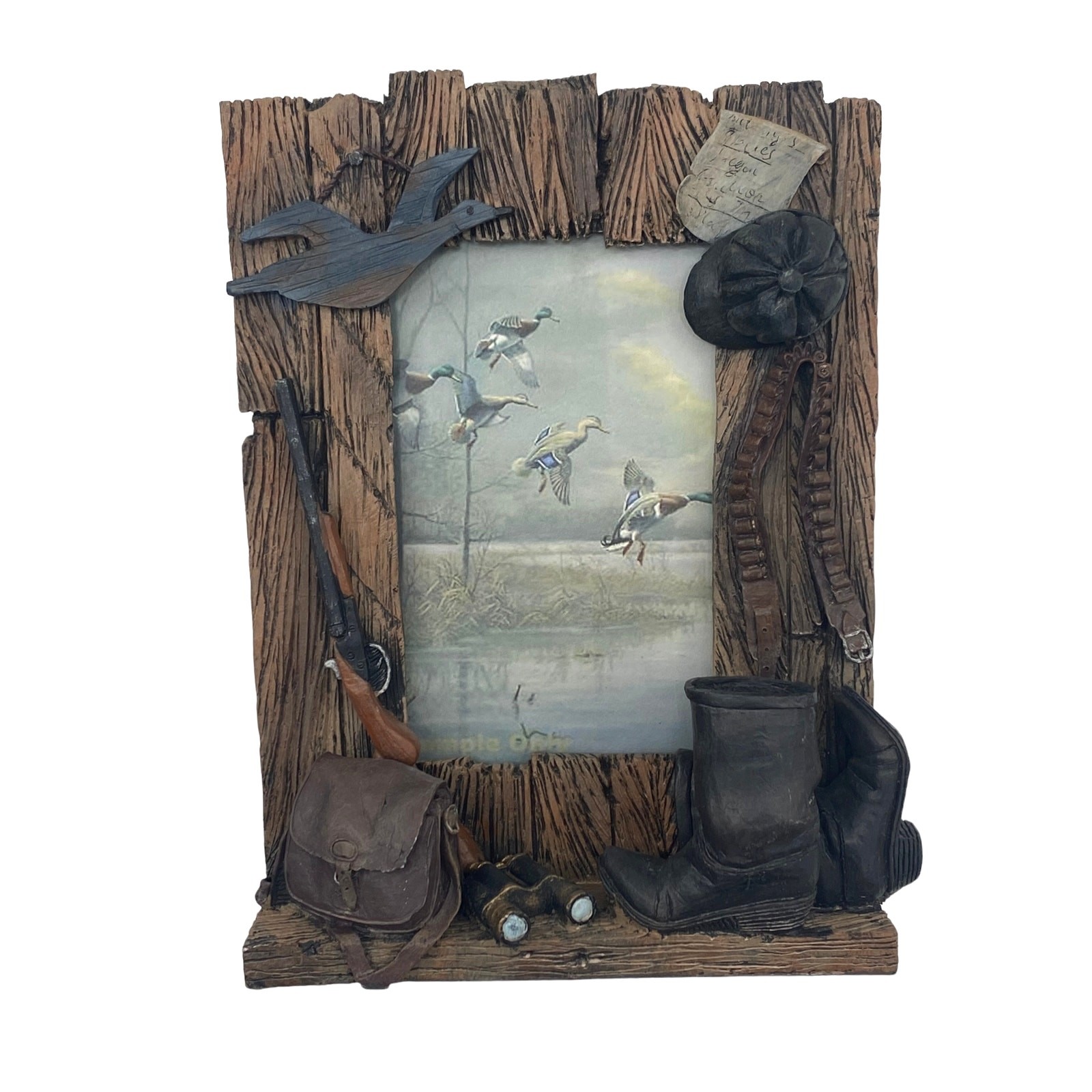 Rustic 3d Duck Hunting Photo Picture Frame Faux Carved Wood Outdoor Forest Wil