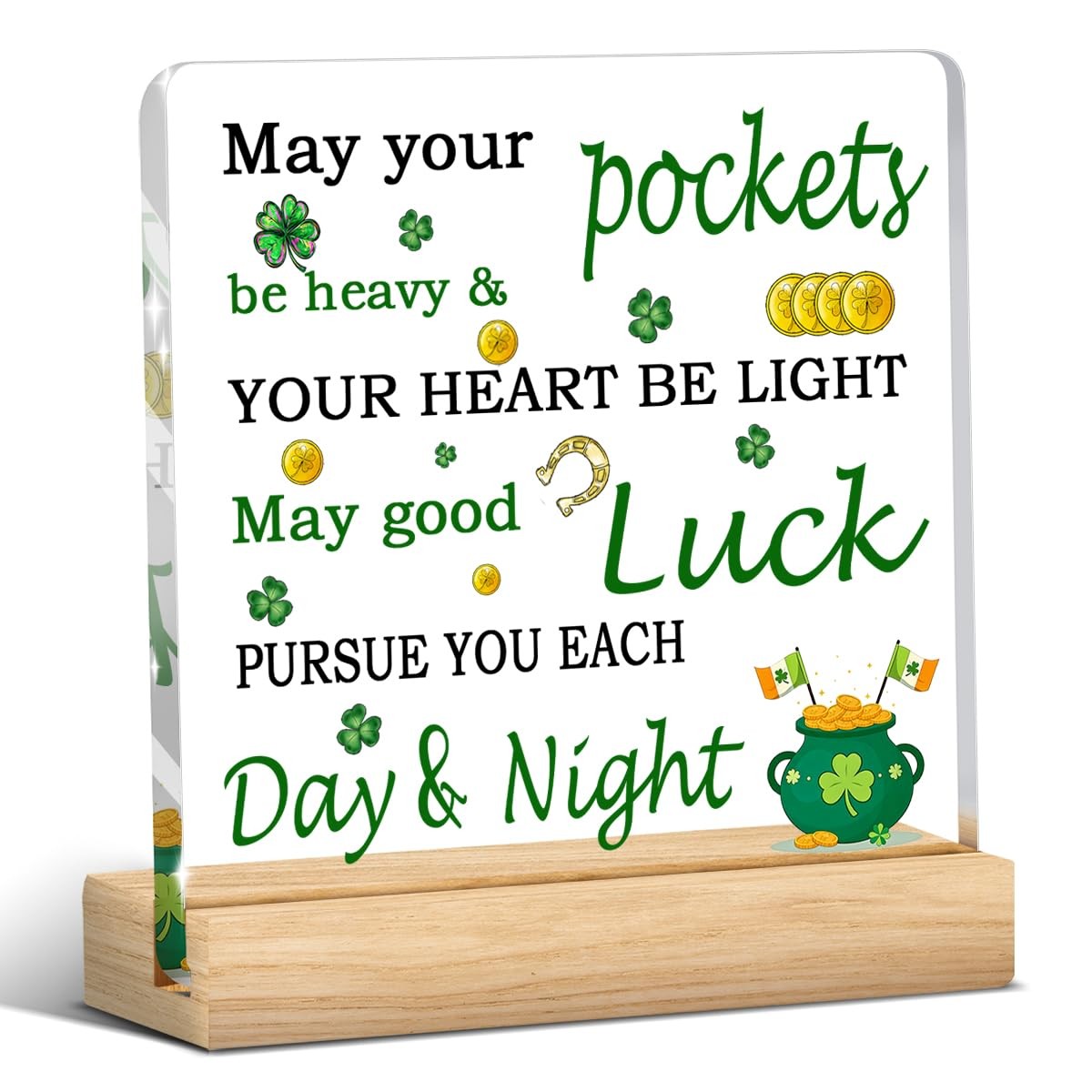 St Patricks Day Decorations, 4 x 4 inches, Irish Blessing-3 