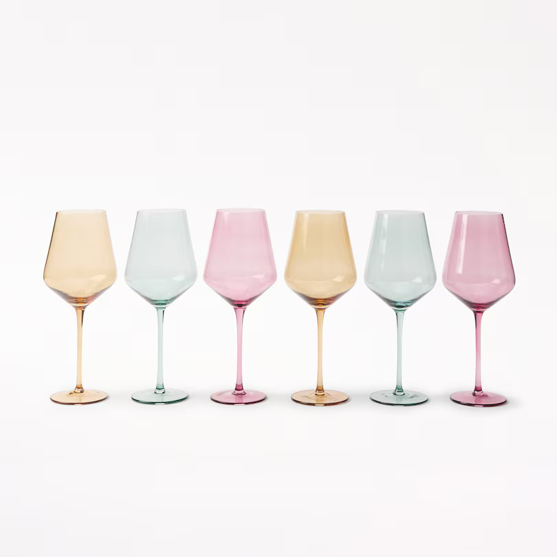OUI Coloured Wine Glasses, Set of 6