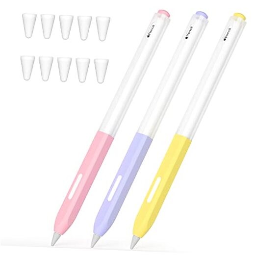 3 Pack Pencil Cases, Compatible with Apple Pencil Light yellow, Pink, Purple