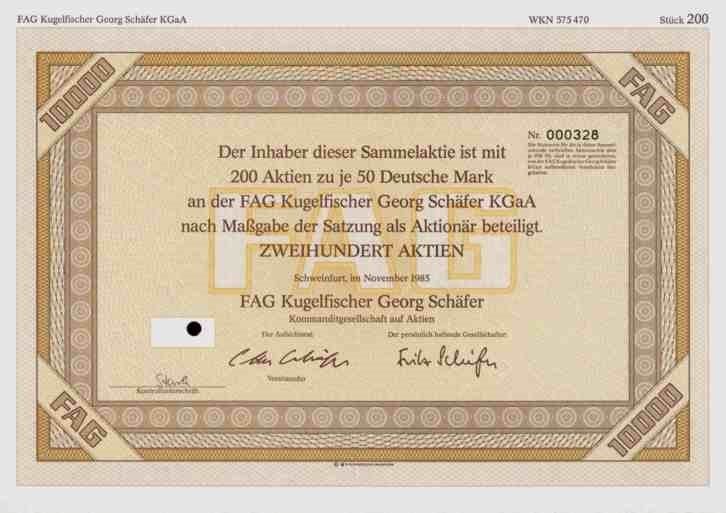 FAG Kugelfischer G. Schäfer 1985 Schweinfurt 10,000 INA Bearing Herzogenaurach