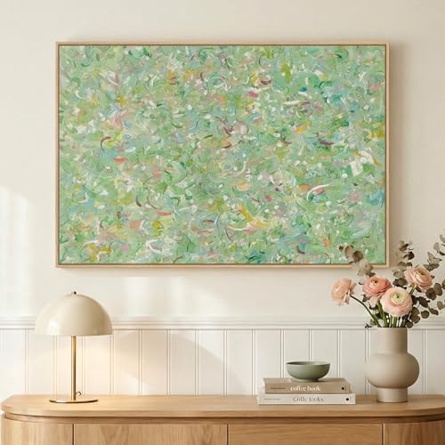 Framed Green Abstract Wall Art, Modern Canvas Prints 36"L x 24"W Green Colorful