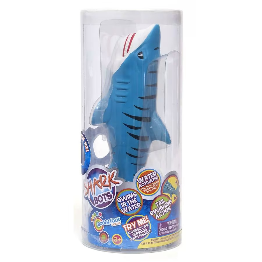 Shark Bot Toy Swims in Water Tail Swishing Action Blue Ages 3+ Tub or Pool  NEW
