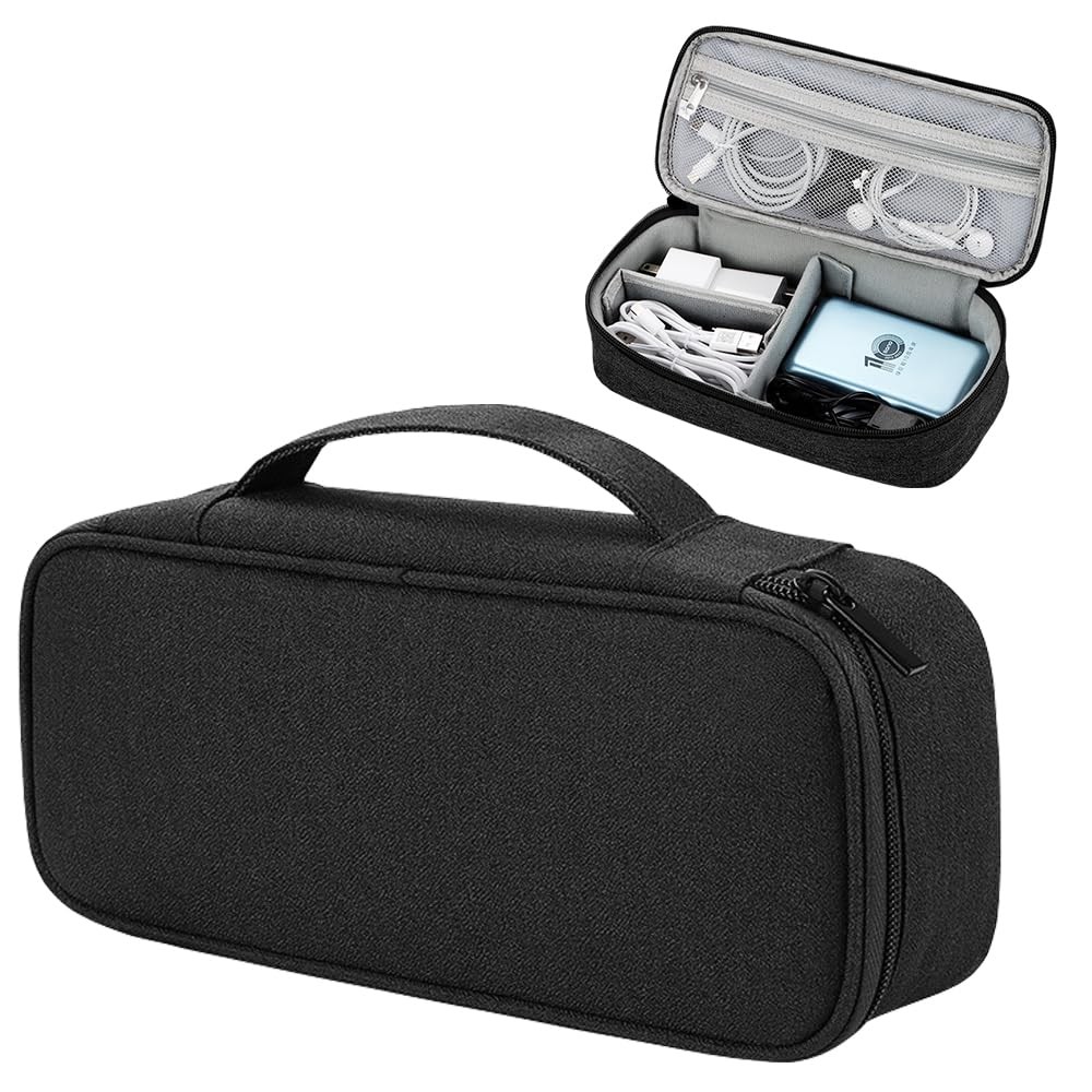 Teskyer Tech Organizer Pouch – Portable 9.84"L x 4.72"W x 2.56"H, Black 