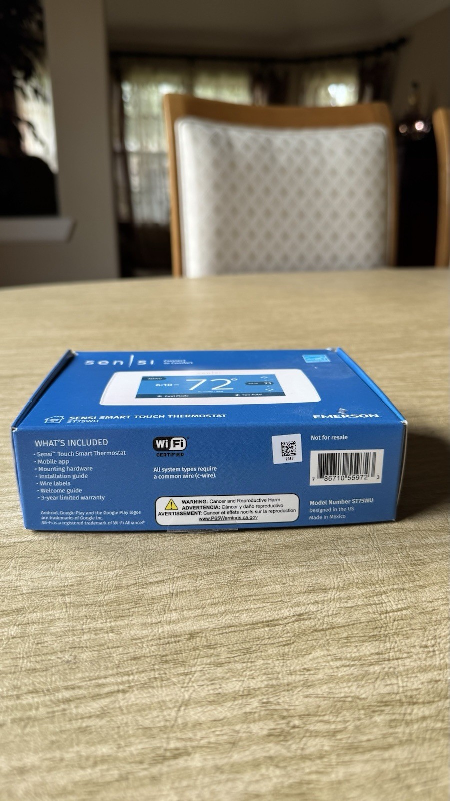 Emerson Sensi ST75W Wi-Fi Programmable Touchscreen Thermostat, White