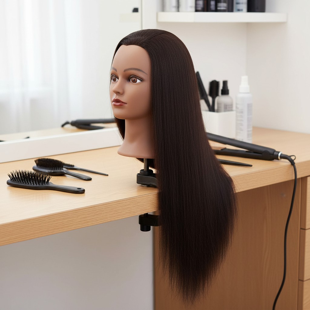 High-Temperature Resistant Yaki-Black Mannequin Head (26-28") for Hairdressers