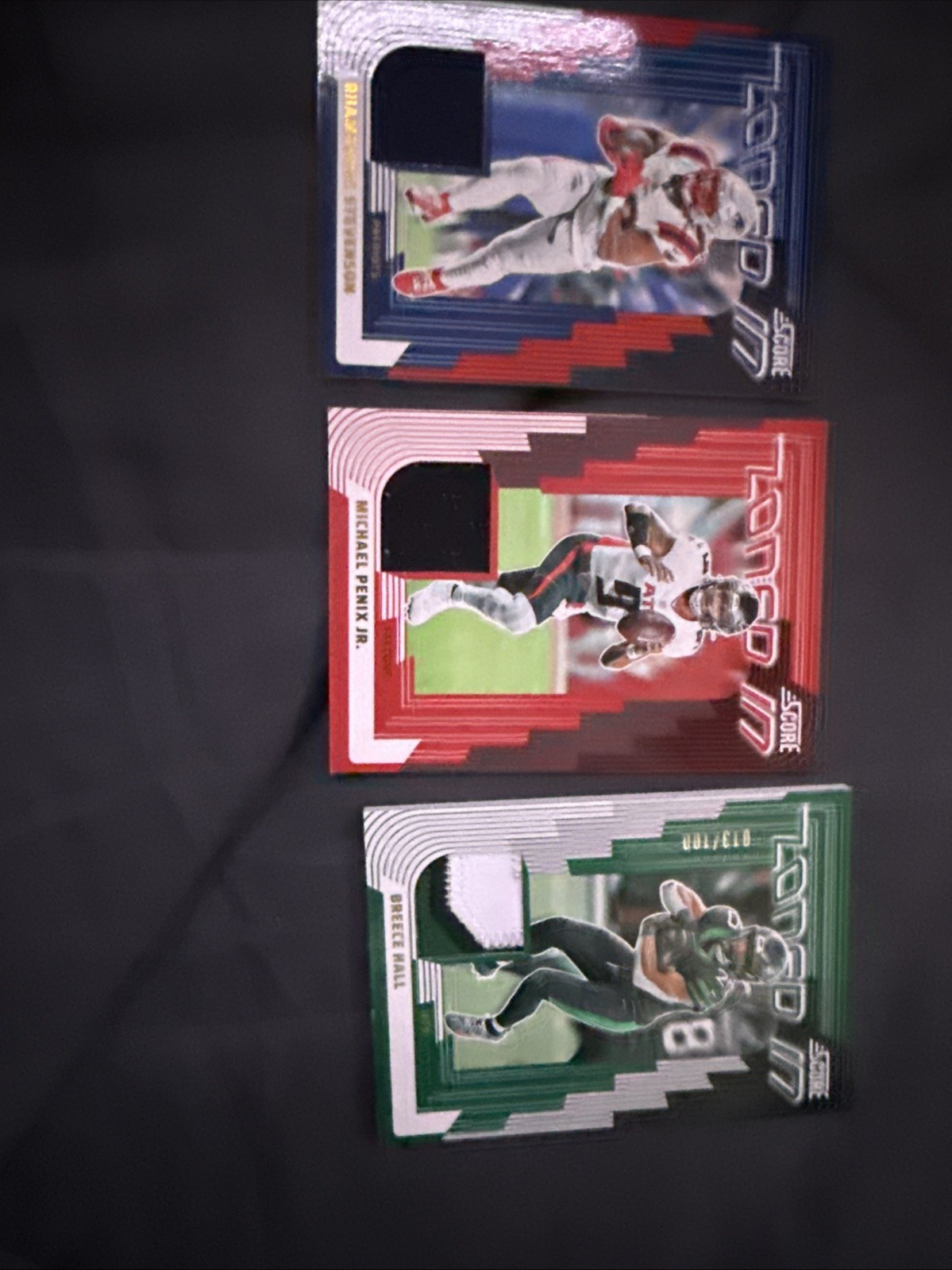 2025 Panini Score Zoned In 3 Cards With Jersey Patch And A Numbered Card To 100