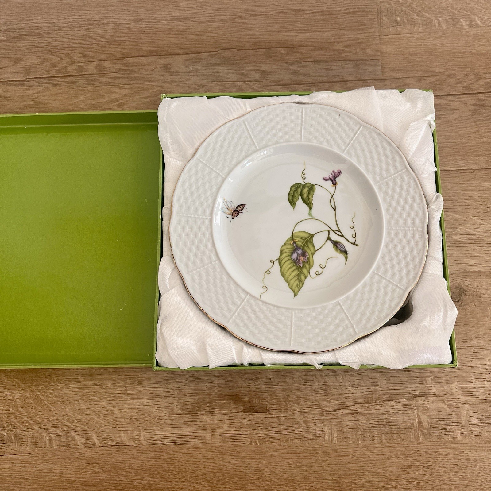 I. Godinger & Co Porcelain Jardin Dessert Salad Plates Leaves 8” NIB Set Of 4