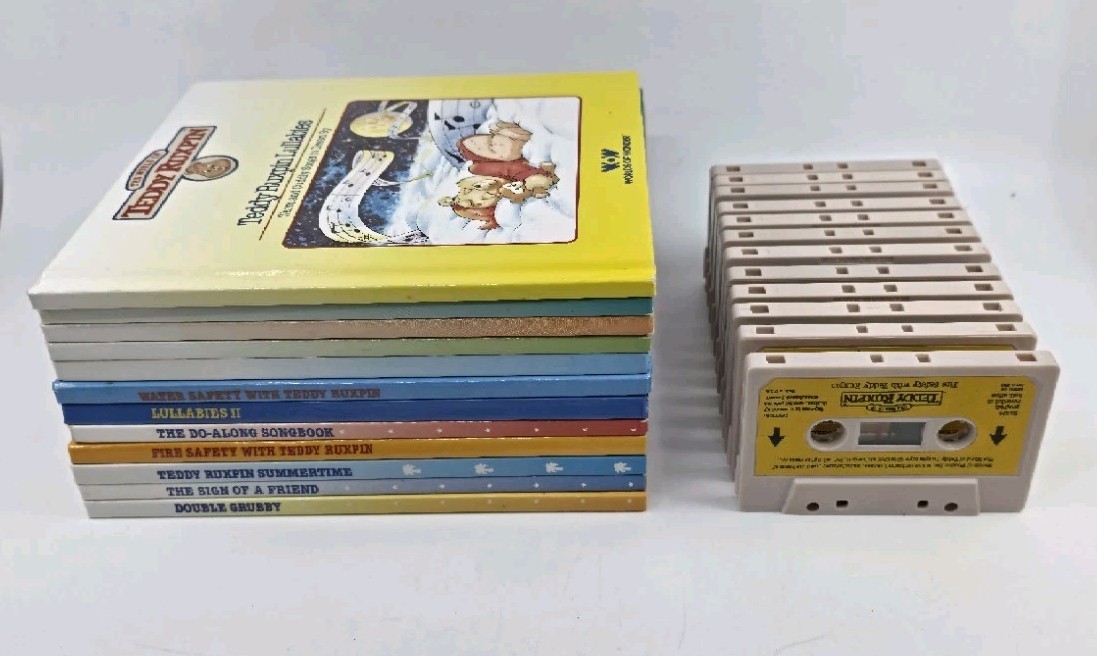 Teddy Ruxpin Book and Cassette Tape Lot 12 Vintage Worlds of Wonder WOW