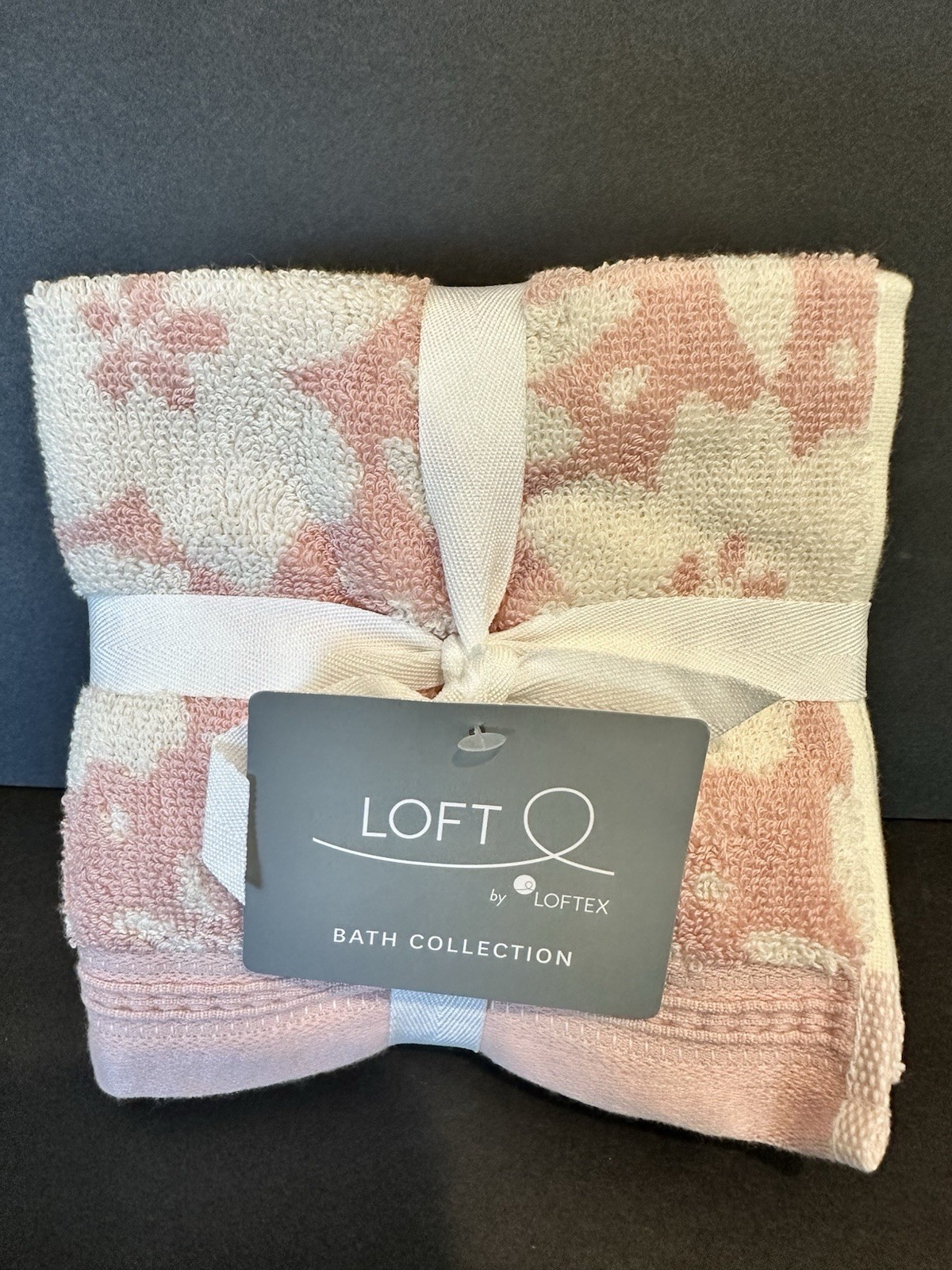 Loft Loftex Soft Cotton Facecloths Washcloths Pink Flowers Floral Bath Set of 4