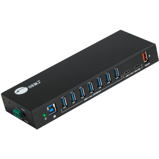 SIIG 10 Port Industrial USB 3.1 Gen 1 Hub Dual USB-C & 65W Charging IDUS0811S1
