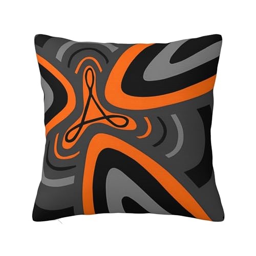Abstract Orange Grey Black Throw Pillow Covers 18" x 18" (Pack of 1) Style-24