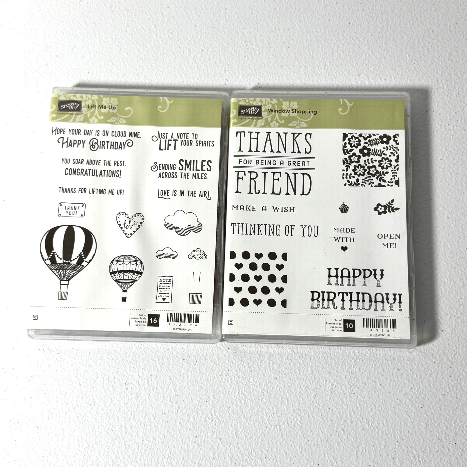 Stampin Up Happy Day & Thanks For Being A Friend Clear Stamp Sets Lot of 2