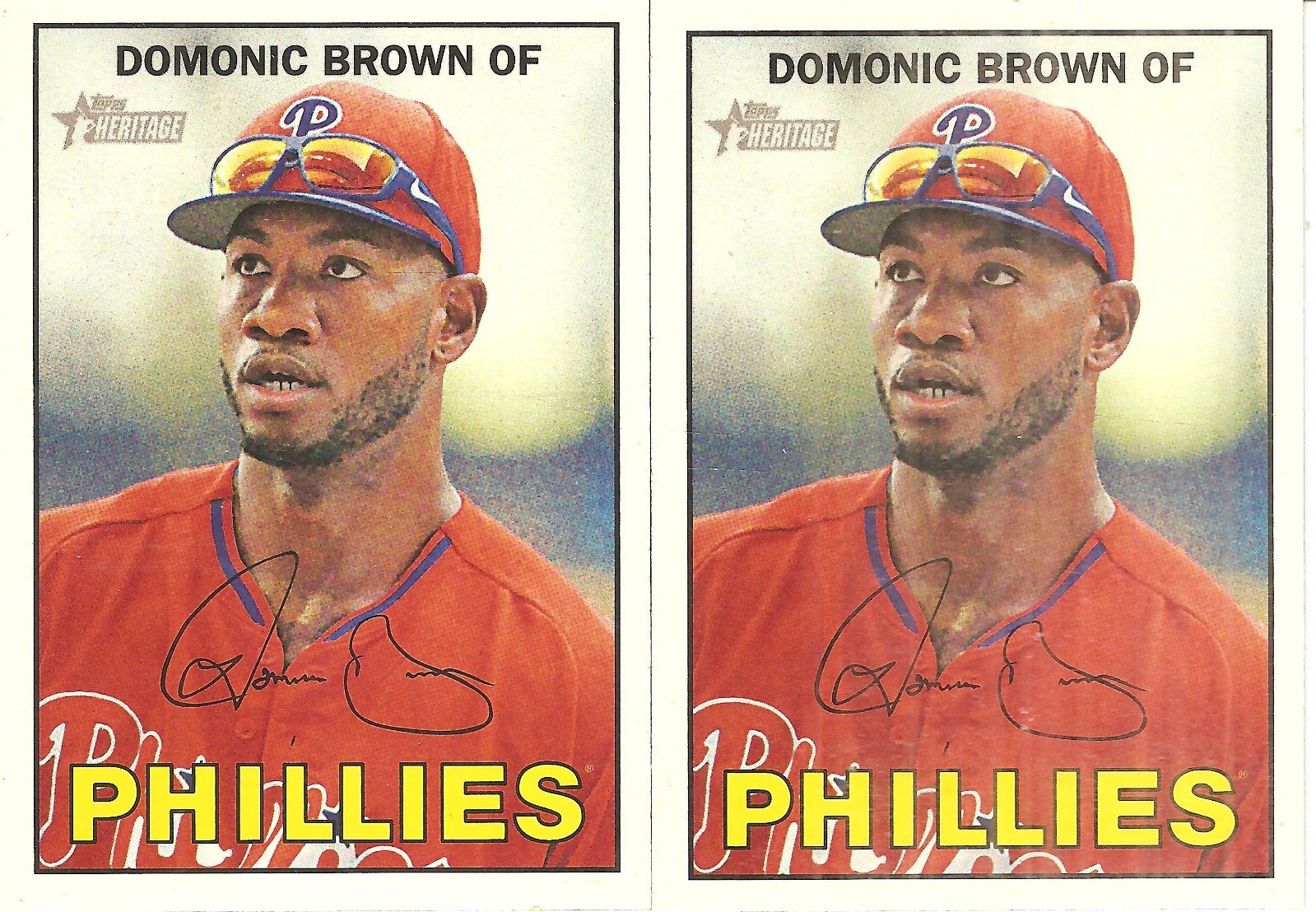 2 CARD 2016 TOPPS HERITAGE DOMONIC BROWN BASEBALL CARD LOT